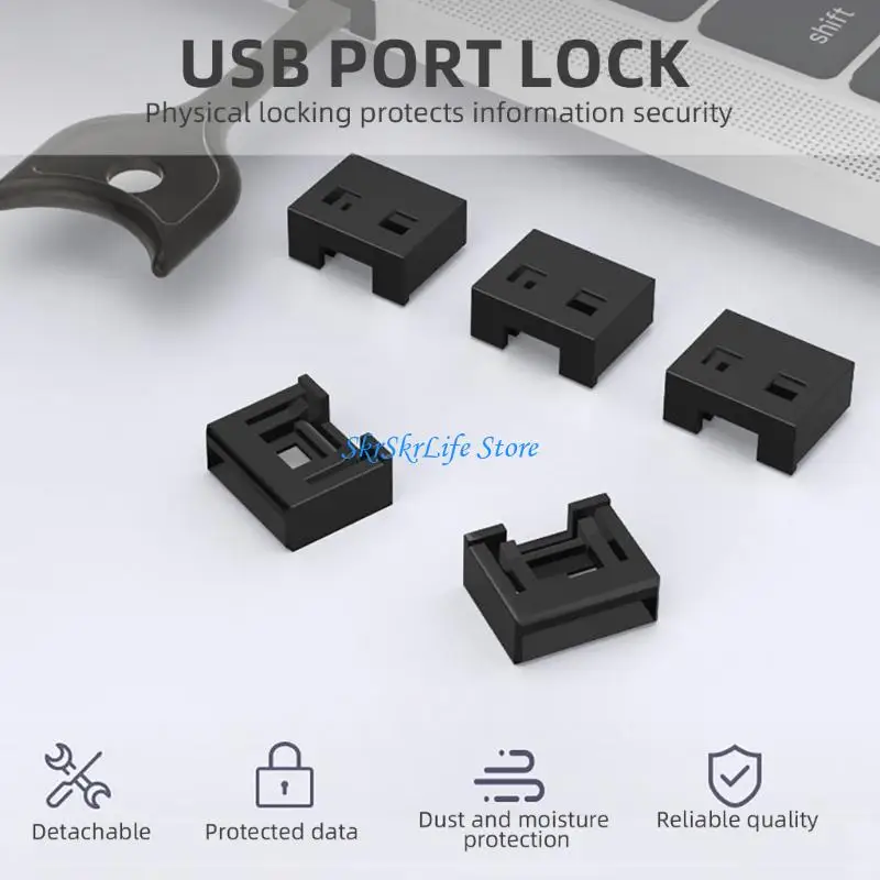 

E65E Laptop USB Port Blocker USB Protections Caps Secures Fit for Data Privacy