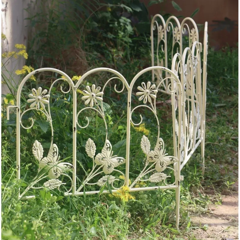 

Outdoor Wrought Iron Garden Fence Villa Balcony Mini Picket Fence Flower Bed Partition Low Barrier Courtyard Decorative Fence