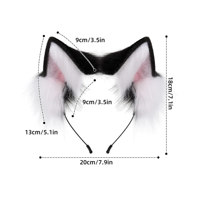 652F Furry Ears Hairband Soft Plush Headpieces การ์ตูน Headwear สำหรับคอสเพลย์กิจกรรม