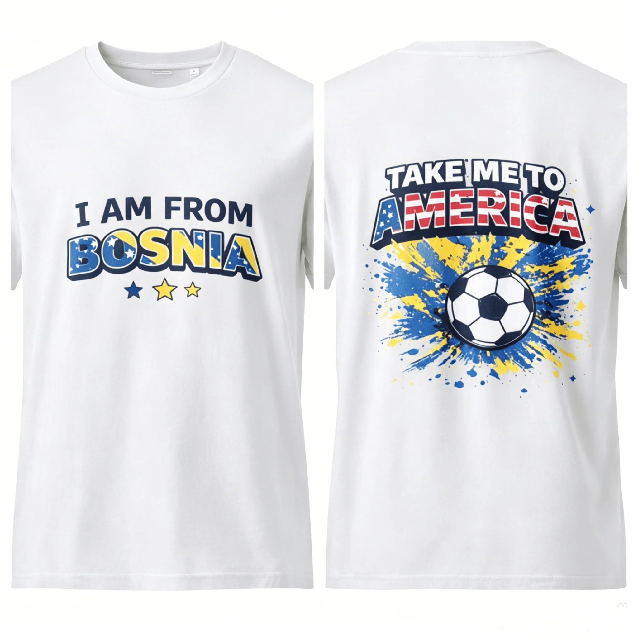 Bosnia Soccer Fan Shirt I Am From Bosnia Take Me To America Tee 2026 Summer Men Women Cotton Oversized Y2K Breathable T-shirt