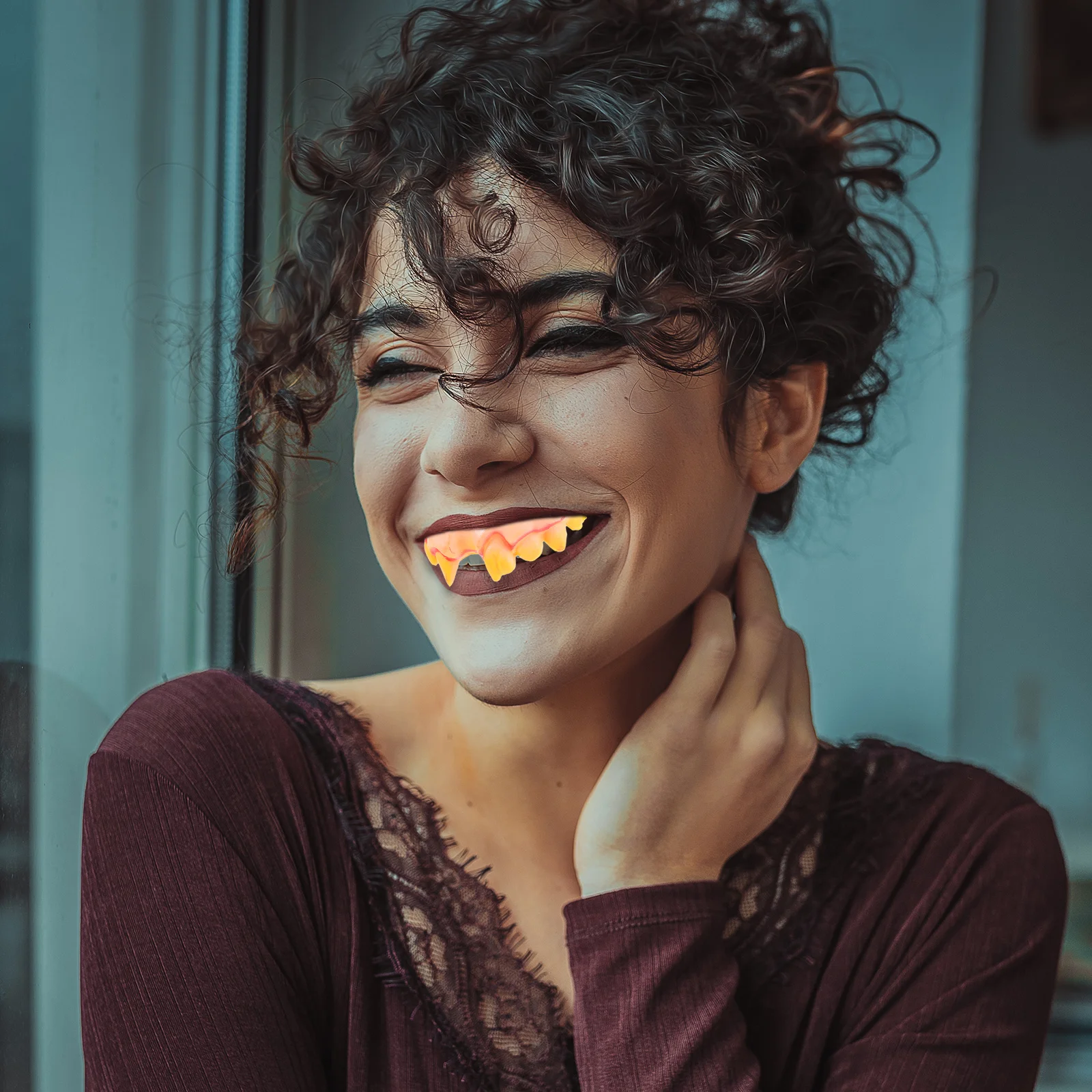 

5pcs Funny Wacky Artificial Set Prank Fake Teeth For Halloween Easter Gnarly Vampire False Teeth Props Costume Accessory