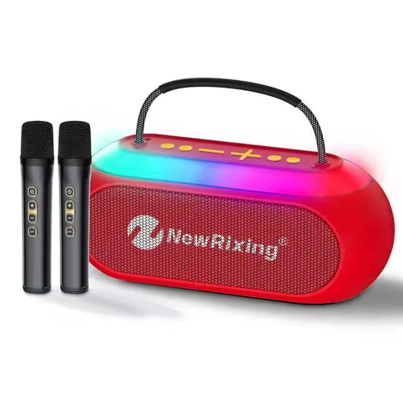 

Portable Mini Wireless Microphone Karaoke Speakers Colorful RGB Light Home Theatre Subwoofer Party Audio FM TF AUX Music Player