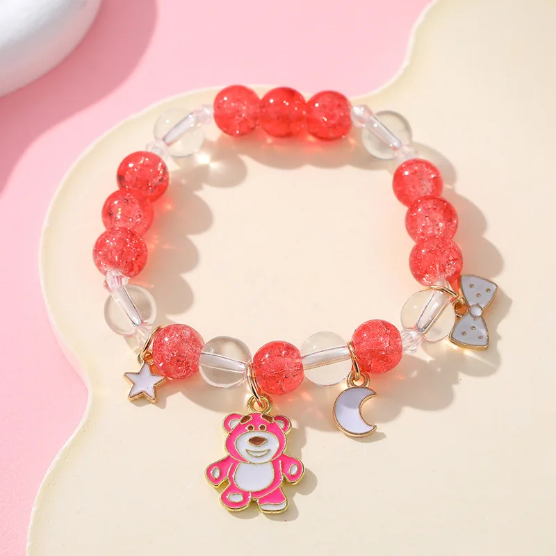 1PC Anime Sanrio Disney Bracelet Cinnamoroll Crystal Beads Bracelet Kawaii Kuromi My Melody Pendant Accessories Jewelry Gift