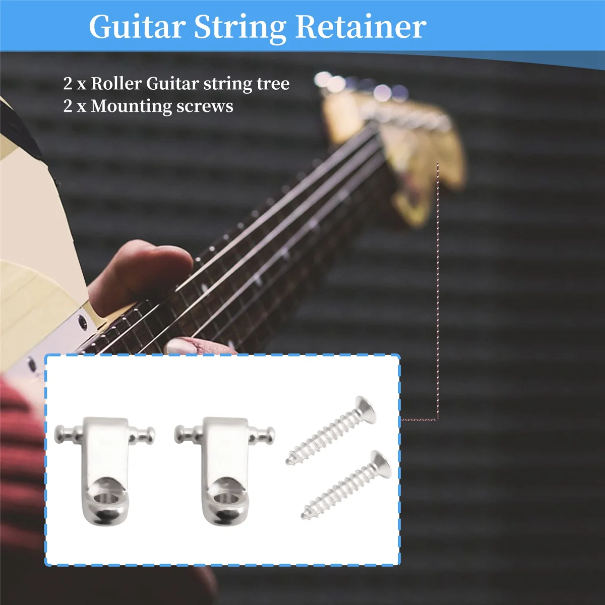 Een set 2-delige elektrische gitaar Roller String Tree String Retainer - Zilver HOT