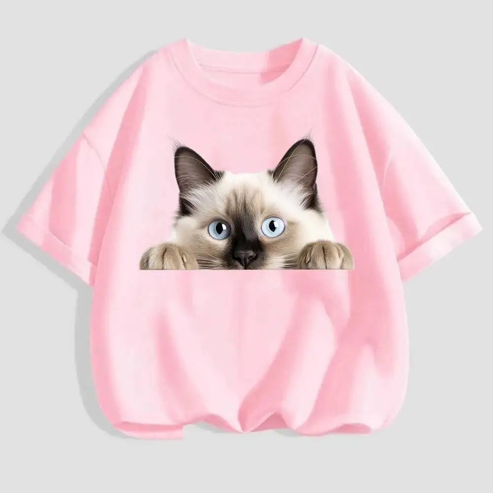 15cm Kids Hide-and-seek Cat Iron On Heat Transfer Sticker For Clothes Pinted Vinyl Thermal Appliques Washable T-Shirt Decal