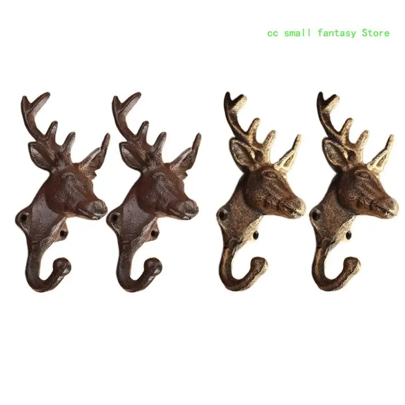 

R3MA Functional Iron Deer Head Wall Hook for Fashionable Home Storage 2 Pieces