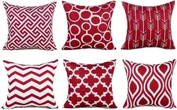 Linen Square Decorative Throw Pillow Cushion Cover Sofa Pillow Cover, Wine Red 45x45 Pillow Case Autumn pillowcase