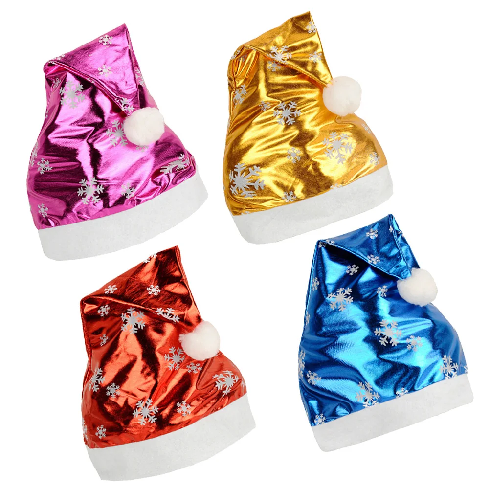 

5 Pcs Santa Hat Christmas Hats for Kids Snowflake Fluorescence Fashion Adults Child