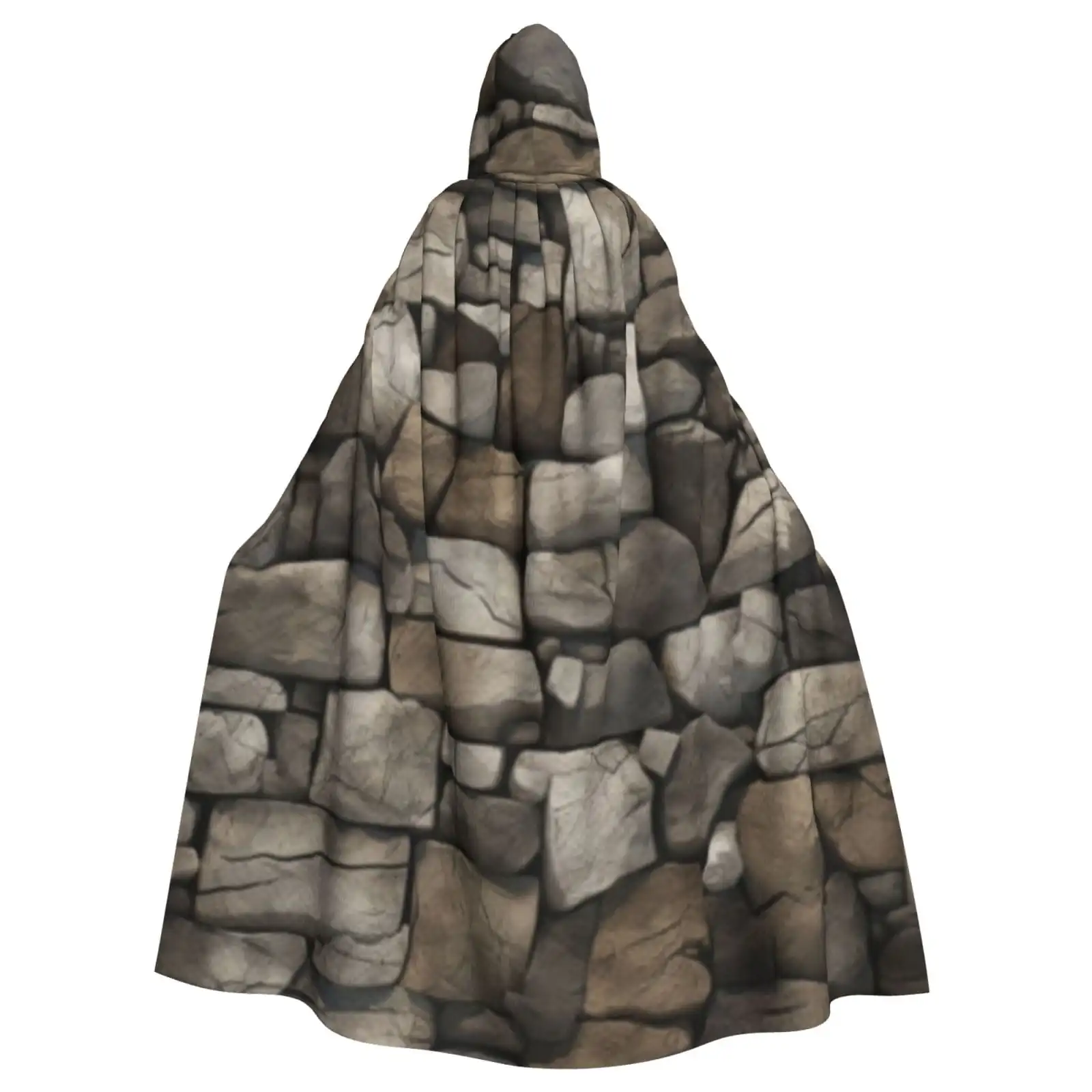 Unisex Hooded Cloak Adult Lightweight Overcoat Stone Wall Texture Cloak For Halloween Cosplay Costumes