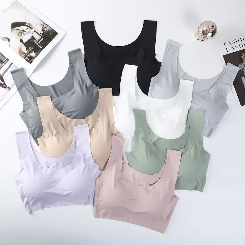 Ice Silk Sleep Bra for Women Sexy Lingerie Seamless Vest Women Underwear Yoga Sports Bralette Нижнее Белье Женское