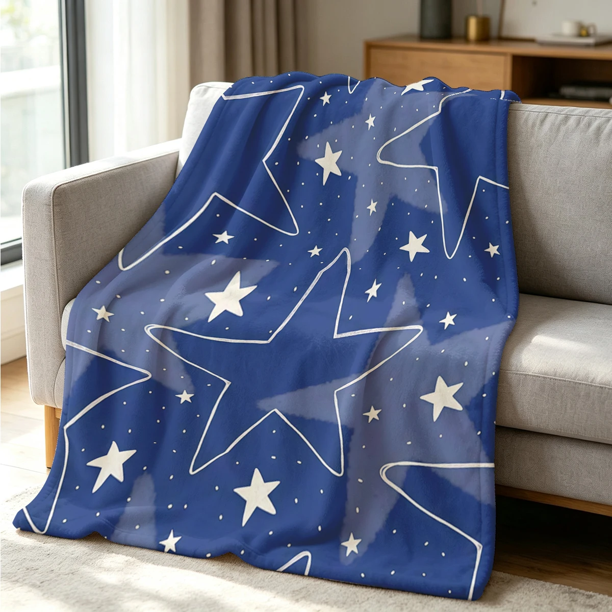 Star Night Flannel Blanket Warm Soft Halloween Christmas Couch Warm Cozy Decorative Decor Gift for All Season