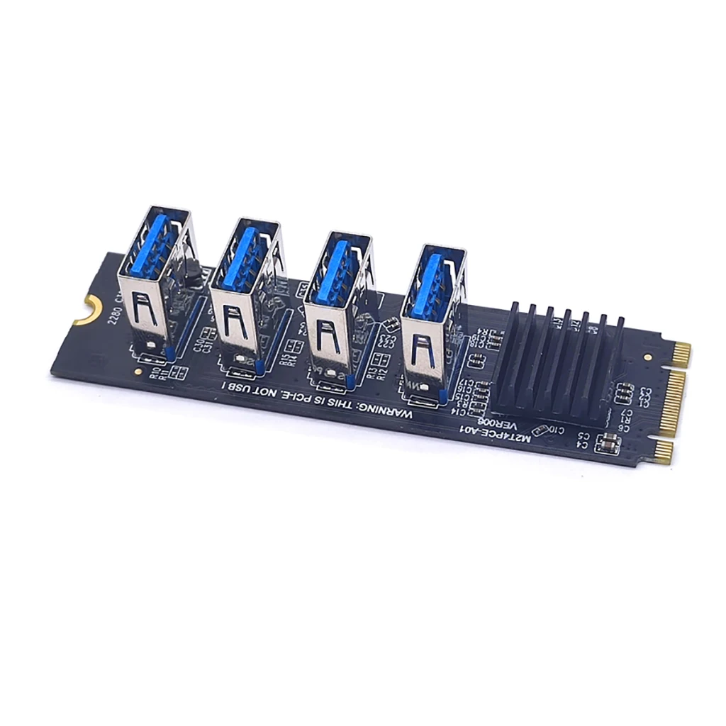 Tarjeta elevadora USB 3,0 PCI-E M.2 a PCIE, adaptador pci-express de 4 puertos para Mac Os, Windows y Linux