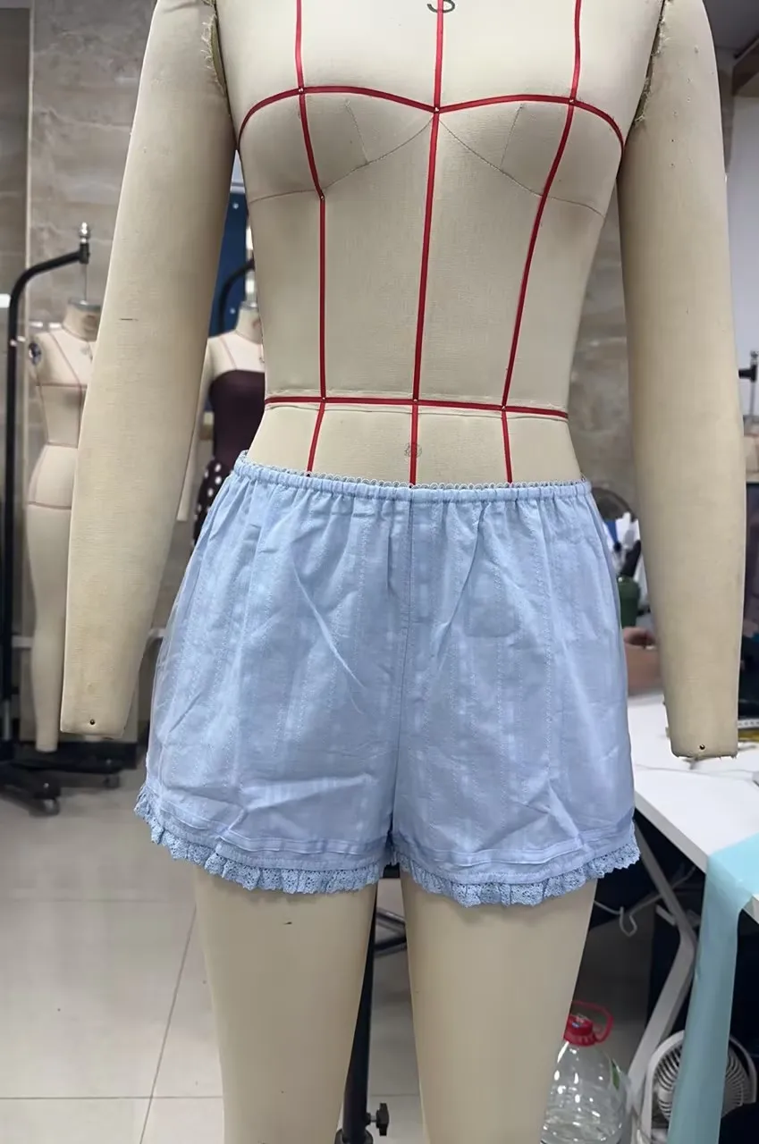 

Женские летние повседневные шорты с эластичным поясом и кружевной отделкой, шорты с низкой талией
