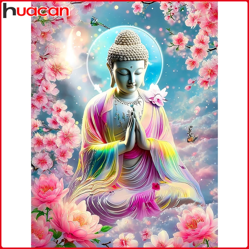 Huacan DIY Diamantmalerei Buddha Blume Diamantstickerei Religiöses Porträt Komplettes Set Dekorative Gemälde