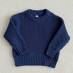 Toddler Infant Kids Knitwear Autumn Baby Boys Girls Knit Sweater Clothes Cotton Soft Winter Long Sleeve Baby Pullover Tops 0-6Y