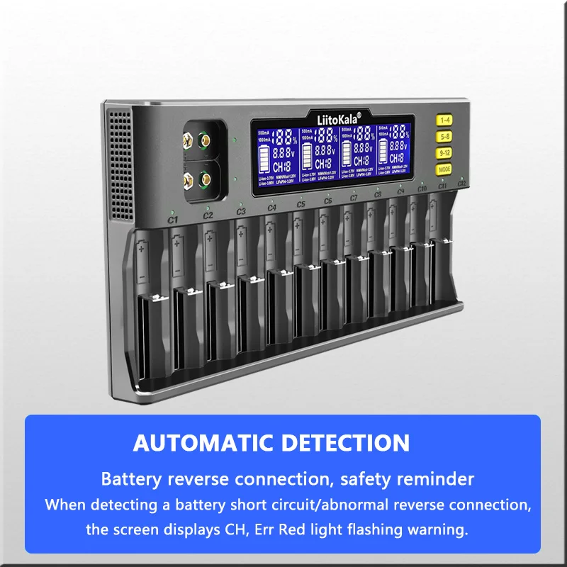 LiitoKala Lii-S12 Lii-S8 Lii-PD4 Lii-PD2 Lii-500S 3.7V 18650 18350 Battery Charger Auto-Polarity Detect 26650 21700 1.2V AA AAA