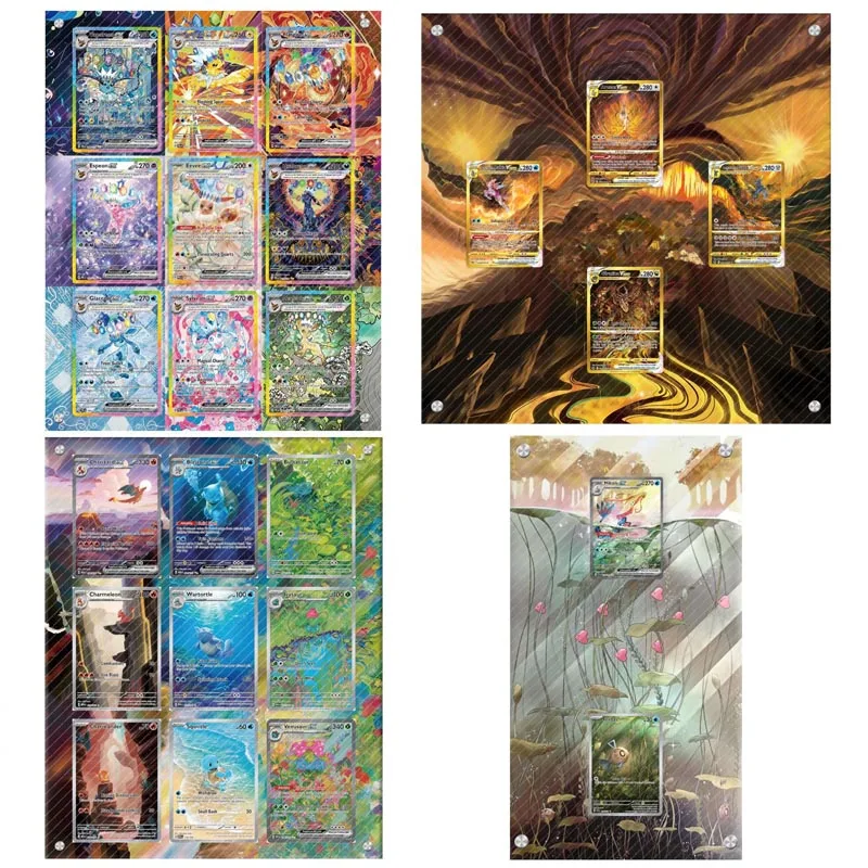 pantalla-artistica-para-tarjeta-pokemon-funda-protectora-acrilica-tarjetas-pokemon-ladrillo-ptcg-eevee-milotic-charizard-rejilla-nueve-cuartos