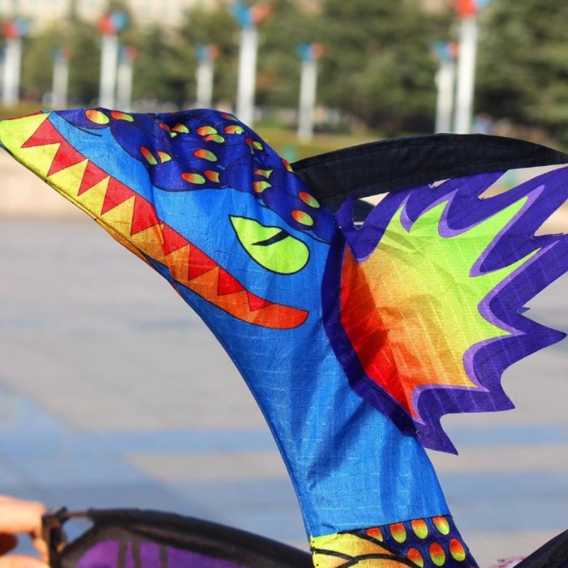 3D Single Line Dragon Kite com alça, brinquedos esportivos ao ar livre para crianças, flâmulas de cauda de 100m, fácil de voar para iniciantes, crianças e adultos