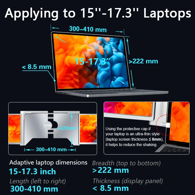 Fabriek Oem/Odm 4K Drievoudige Laptop Scherm Extender 14 In Laptop Scherm Extender 1920X1200 Monitor