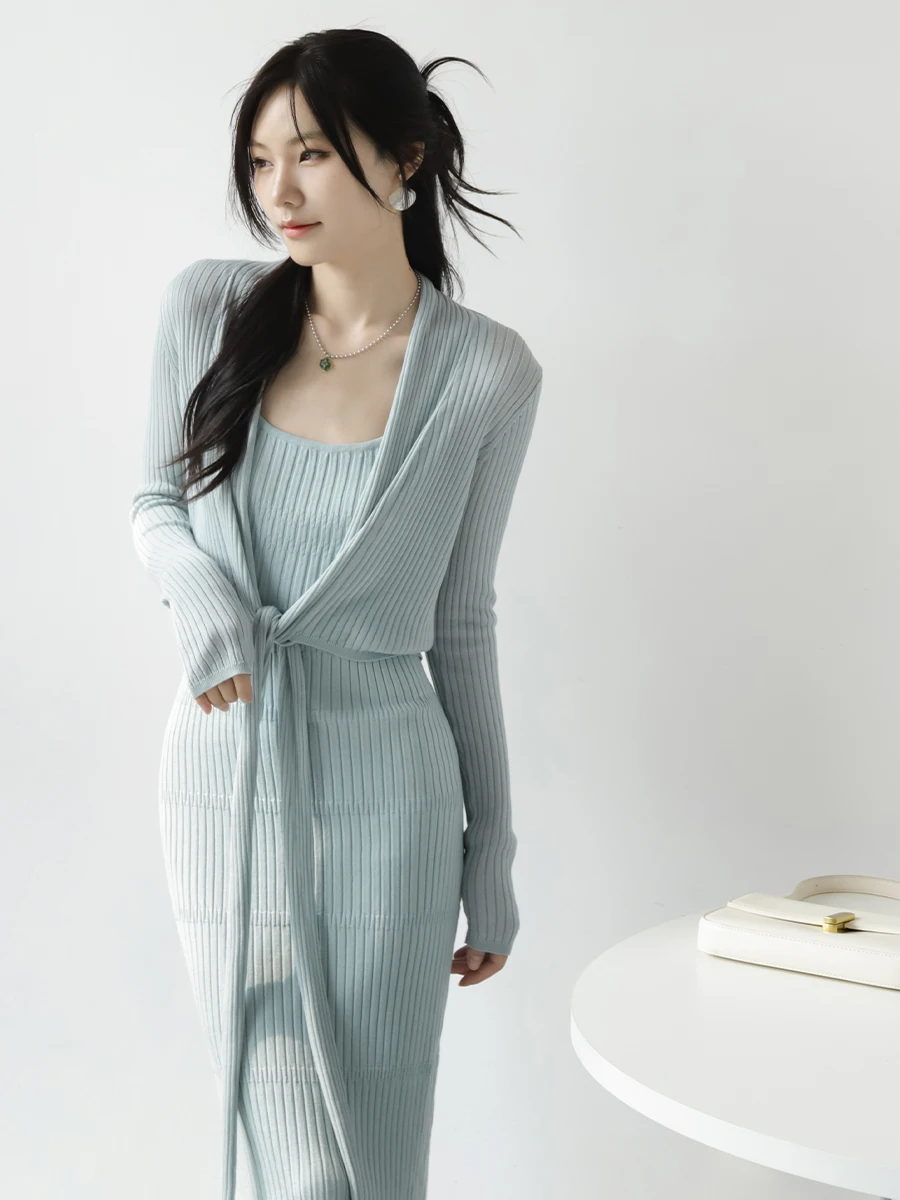 

MZOMXO приятный для кожи высокоэластичный вязаный кардиган из 00% лиоцелла для похудения, новый летний открытый кардиган, уменьшающий возраст