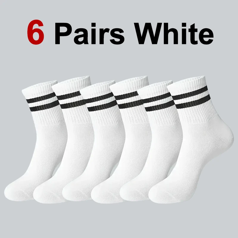 6/10/20 Pairs Mannen Vrouwen Gestreepte Ronde Hals Sokken Lente Herfst Ademend Geurbestendig Zweetabsorberende All-season Casual Sokken