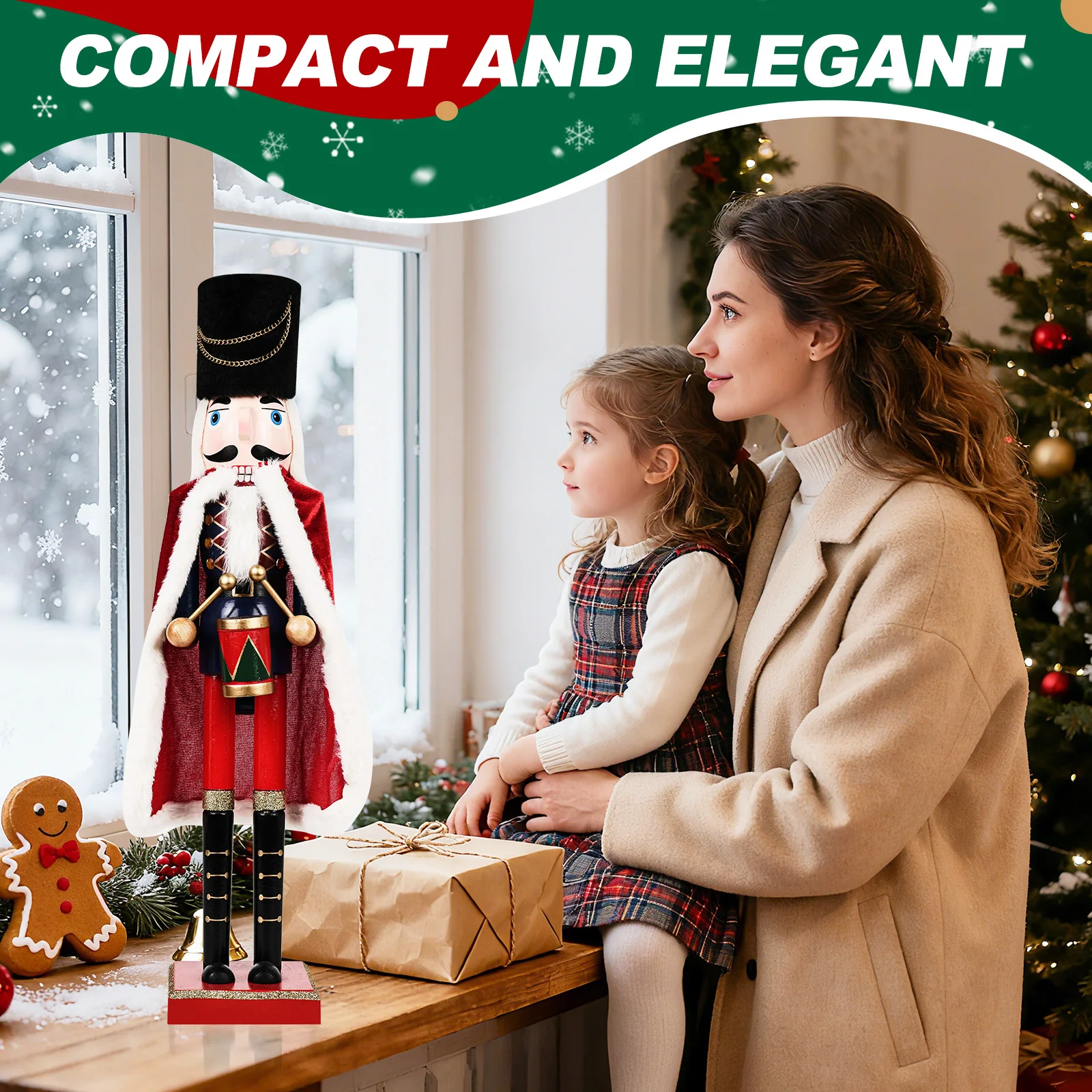 

Vintage-Style Wooden Nutcracker Figures Classic Christmas Decor with Red Fabric Capes for a Traditional Holiday Aesthetic
