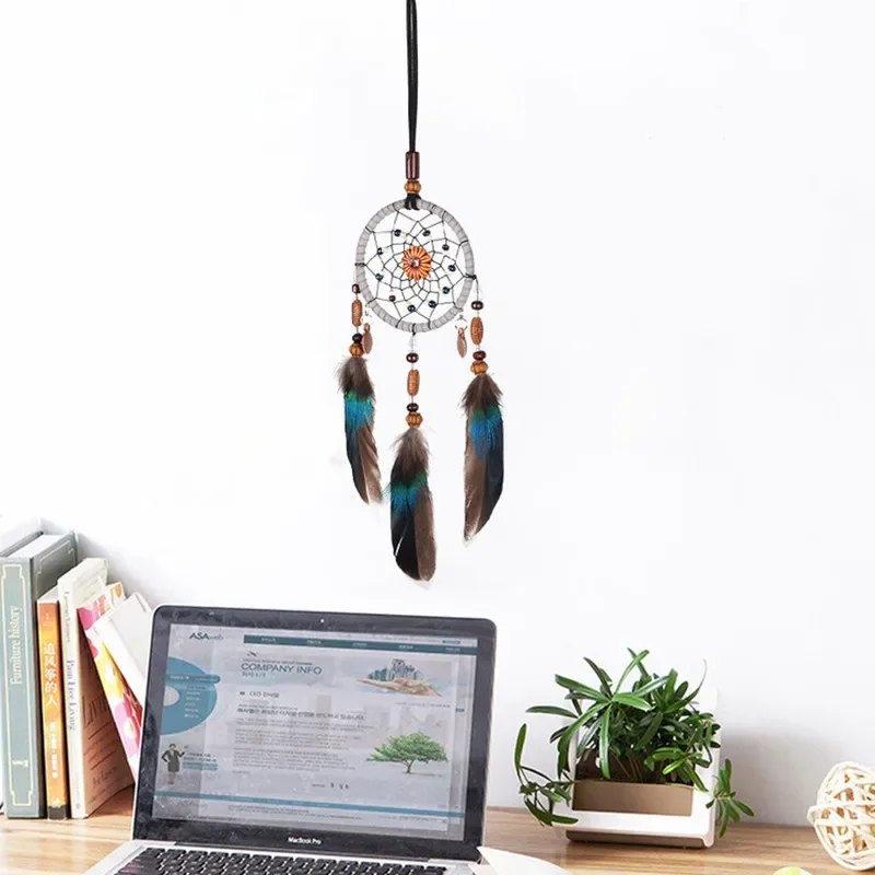 Hot Car Pendant Handmade Dream Catcher Feather Hanging Car Rearview Mirror Ornament Auto Bedroom Decor Room Decor Accessories