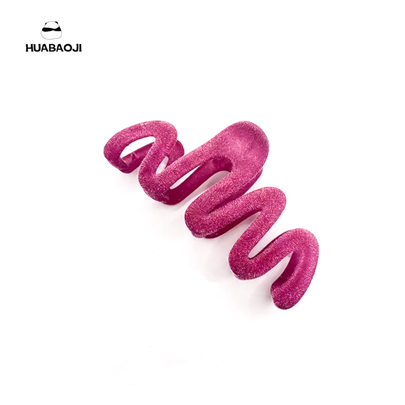 Korean Style Plush Magenta Grab Clip Ins Velvet Shark Hair Claw for Women Girl