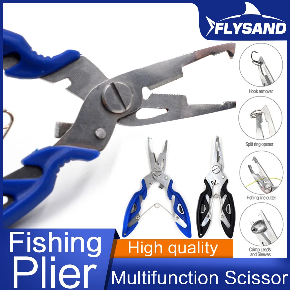 FLYSAND Fishing Plier Scissor Line Cutter Hook Remover Split Ring Opener Cutting Tongs Multifunction Scissors Fishing Accessorie