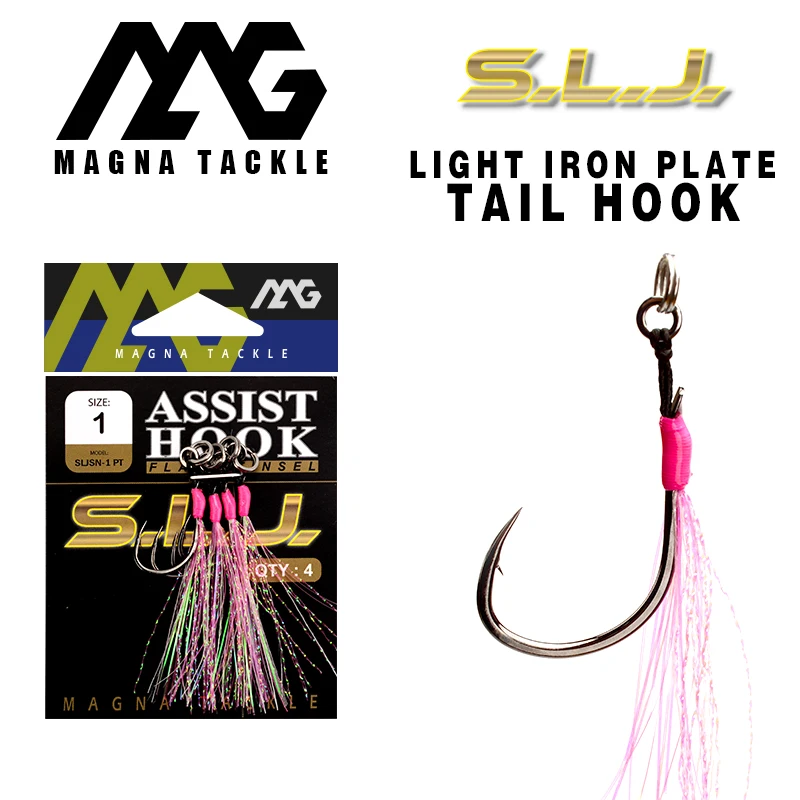 Magna 5 packs SLJSN-PT PE line Assist Fishing Hooks jigging assist saltwater assist hook 3pcs/bag  fishhook High carbon steel