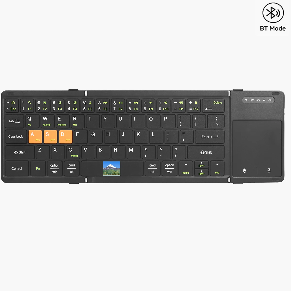 Portable Foldable Wireless Keyboard with Touchpad/Screen Display Bluetooth Wireless Rechargable Folding Keyboard with Free Bag