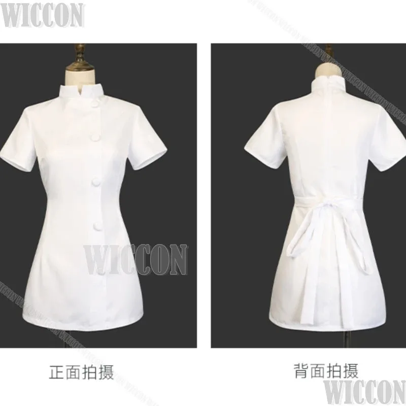 Nanakusa Nazuna Anime CALL OF THE NIGHT Cosplay Costume Prop Purple Wig White Dress Nurse Uniform Tooth Black Nail Customizedc;6