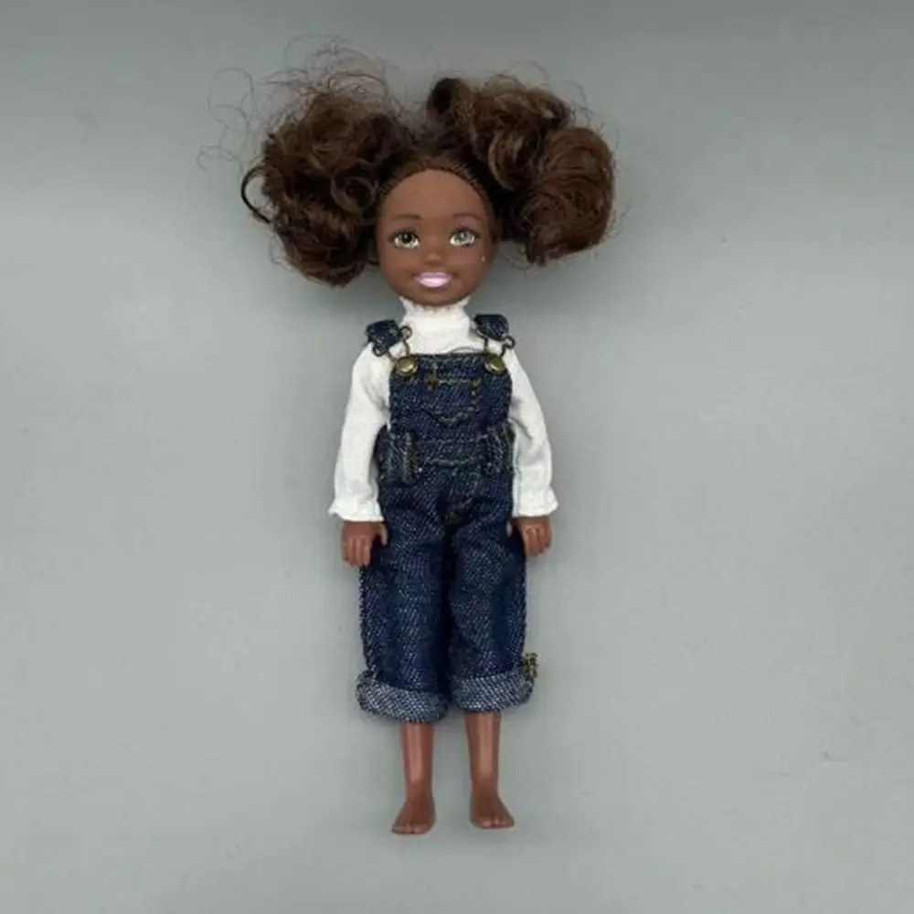 Fashion Overalls Clothes Mini Cute DIY Accessories Jeans Trousers Shirt Casual Wear Denim Pants T-shirt Tops for 1/12 BJD Dolls