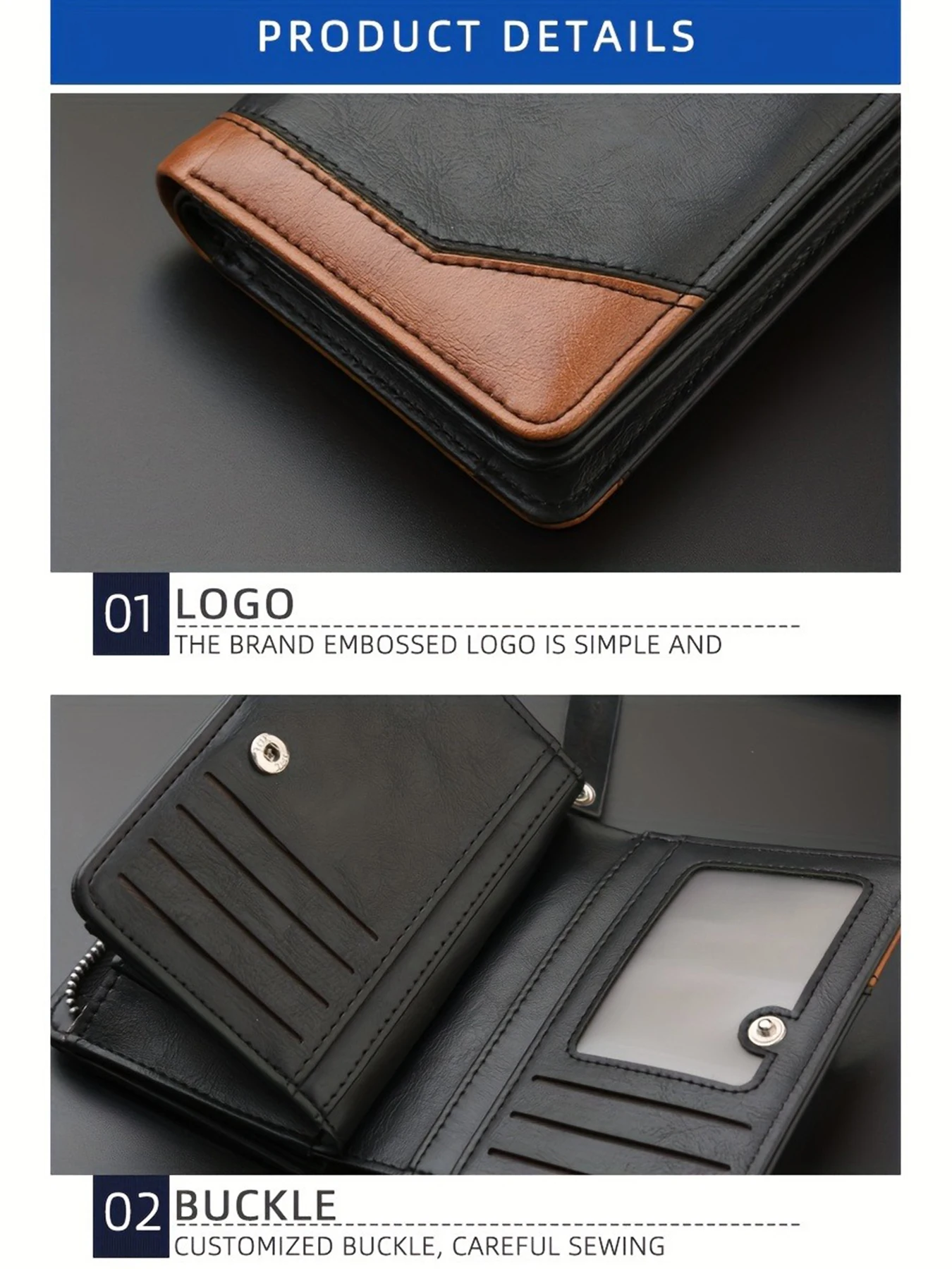 2024 neue männer PU Leder Kurze Brieftasche Mit Zipper Münzfach Vintage Große Kapazität Männlichen Kurzen Geld Geldbörse Karte halter – Detail 5
