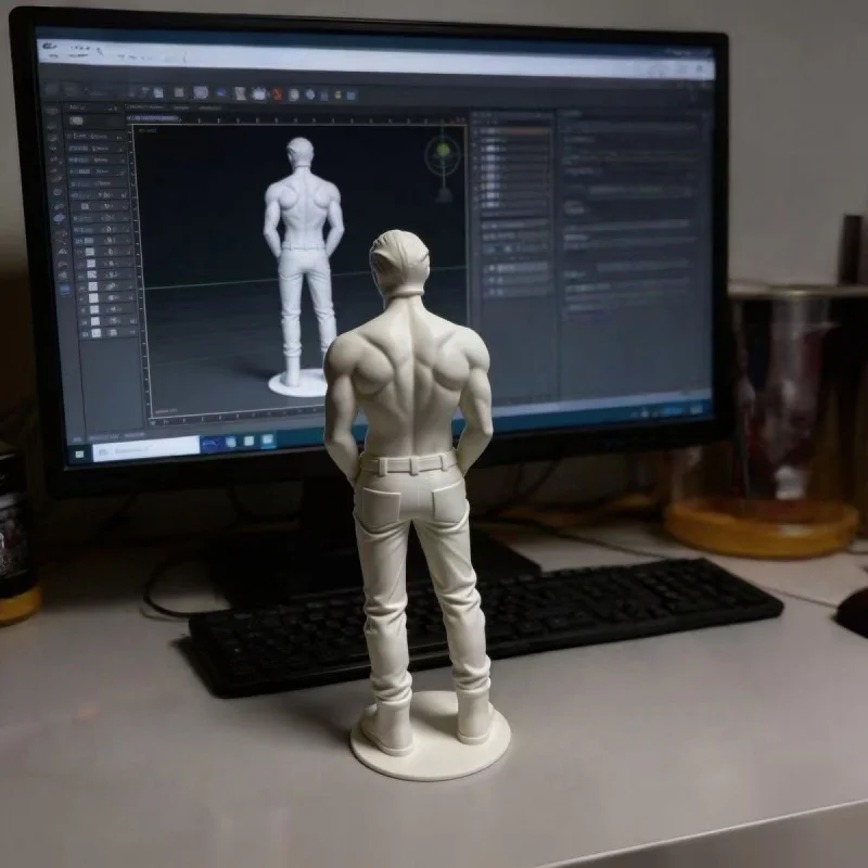 3D Printed Muscle Man Jeans Pocket Sculpture New Desktop Ornament Simple Trendy ornament Love Room Living Room Decoration Gift
