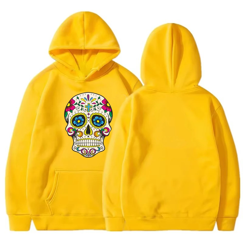 Sugar Skull  Mexican Spanish Mexico Day of The Dead Girls Man and Woman Gift Euphoria Clothes Essentials Hoodie Long Sleeve