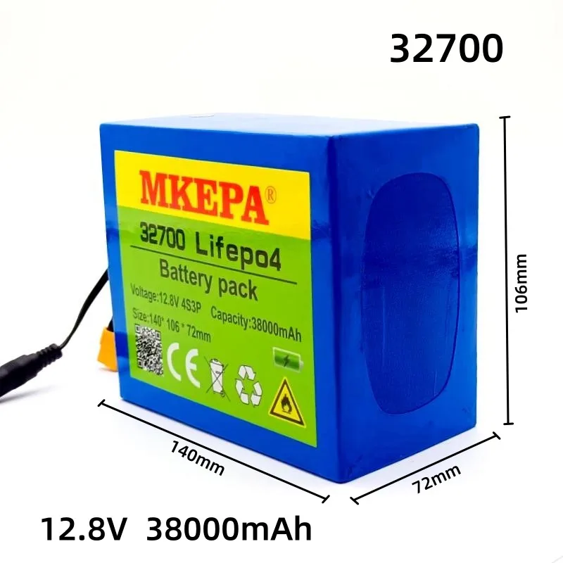 32700 Lifepo4 Battery Pack 4S3P 12.8V 38000mAh 4S 40A 100A Balanced BMS for Electric Boat and Uninterrupted Power Supply 12V