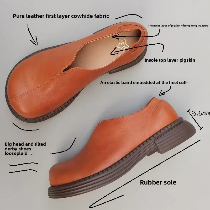 Careaymade-Genuine Leather Loafers Men's Shoes Round Toe Slip On Flats Wear-Resistant Breathable Solid Color Handmade Men's Shoe