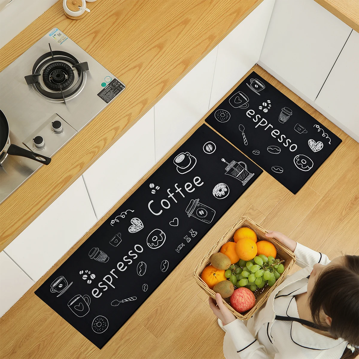 Kitchen Long Floor Mat Absorbs Water Oil Resistant for Household Use Dirt Resistant Entrance Carpet Bedroom Floor Mat