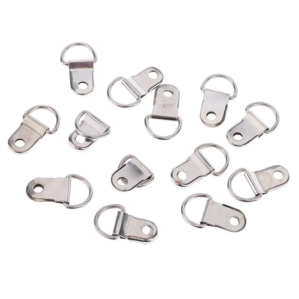 Silver D Ring Hangers Heavy Duty Metal Picture Frame Hooks for Multi Photo Frame Wall Hanging