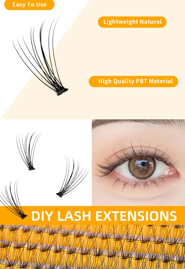 12 Reihen gemischte Packung 10d/20d natürliche Wimpern Make-up Wimpern verlängerung, handgemachte gefälschte Wimpern, persönliche Wimpern verlängerung – Detail 5