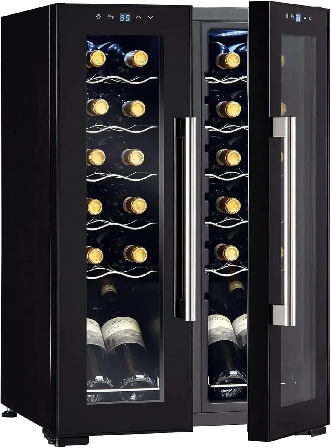 Wine Enthusiast 24-Bottle French Door Dual-Zone Compressor Wine Cooler - Freestanding Wine Refrigerator with Split