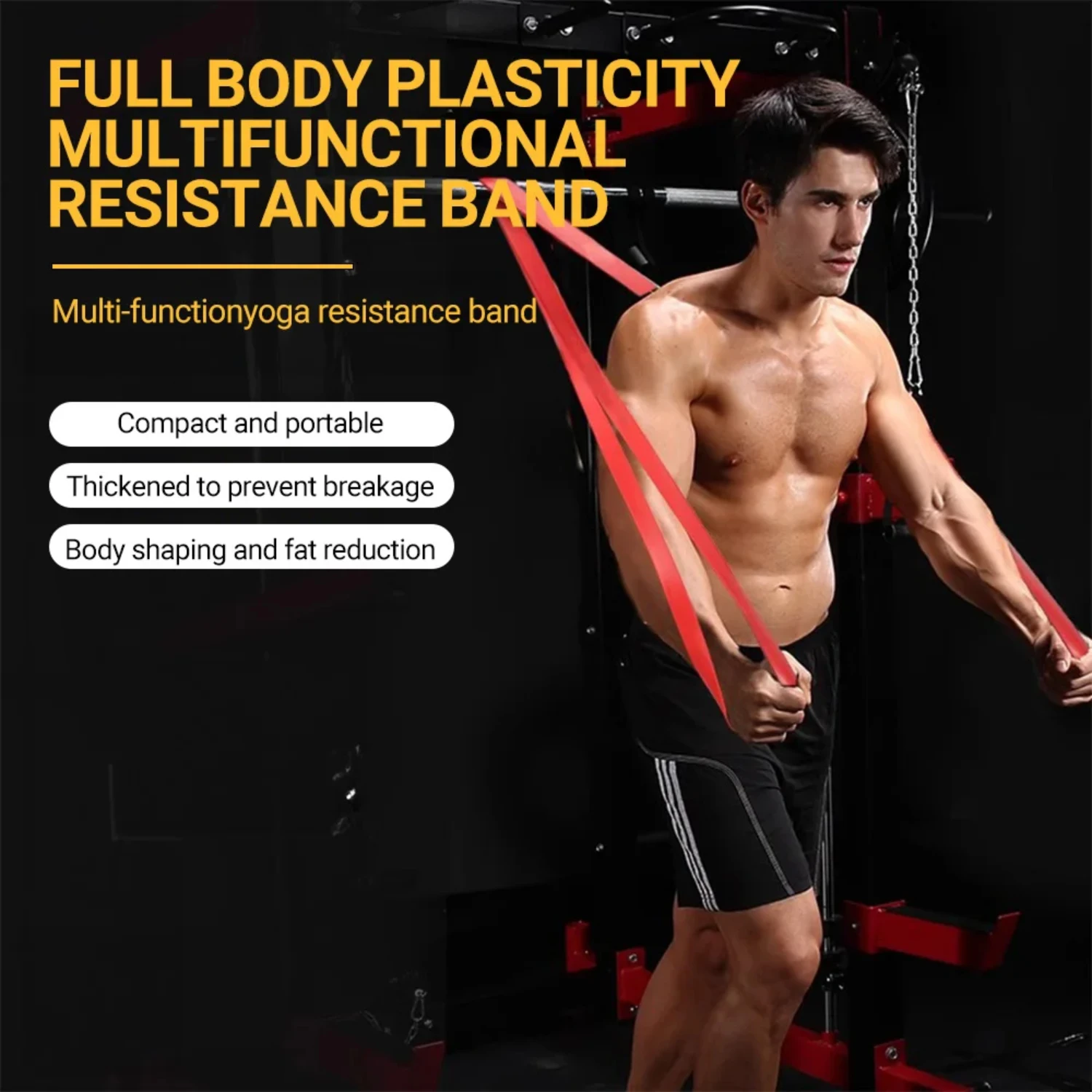 New PINJIAN Workout Pilates Latex Resistance Band Exercise Elastic Band  Sport Strength Pull  Assist Band Heavy Duty Fitness Eq