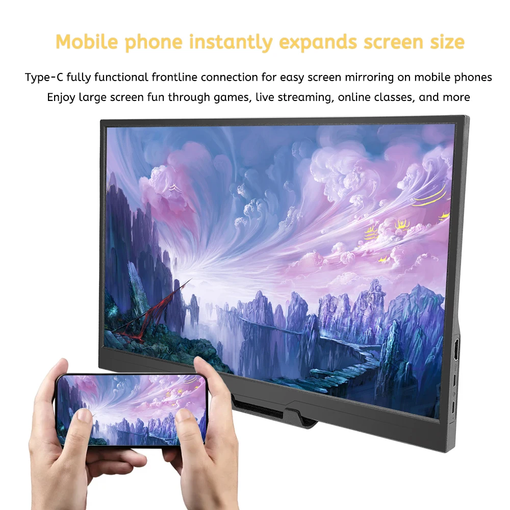 15.6 Inch Touch Screen Portable Monitor 1920*1080P 400cd/m2 IPS Display for Laptop Second Screen PS4/ 5 Switch/Raspberry Pi 5