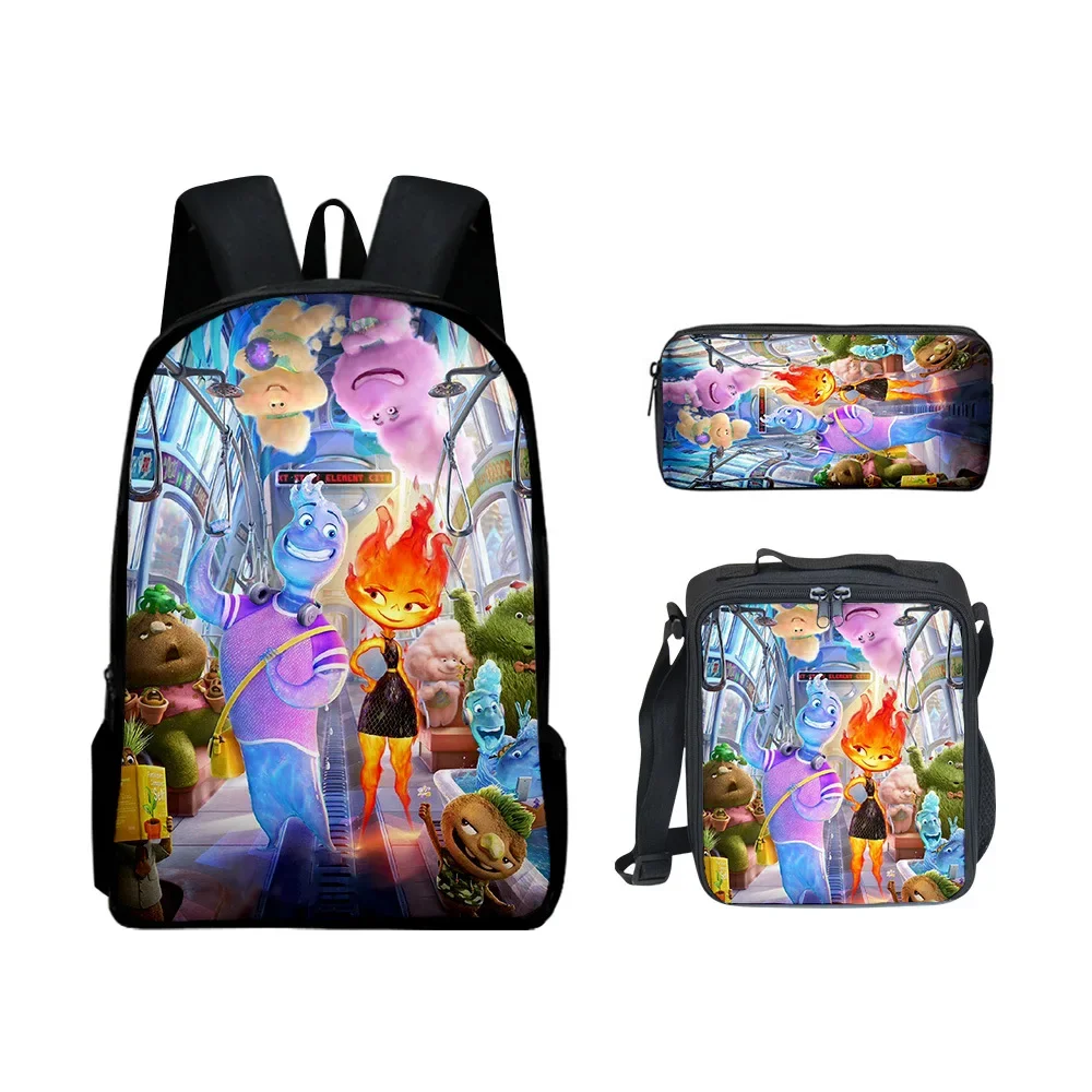 3PC-SET MINISO Disney Elemental Primary and Secondary School Bags Children’s Backpack Lunch Bag Pencil Bag Best Gift