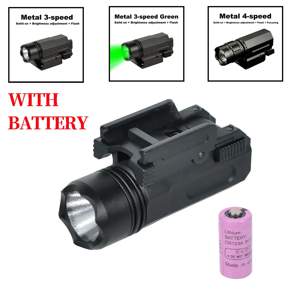 Airsoft Mini Pistol Light QD Quick Detach Handgun Flashlight LED Rifle Gun Tactical Torch 20mm Rail Fit Glock 17 19 18C 24