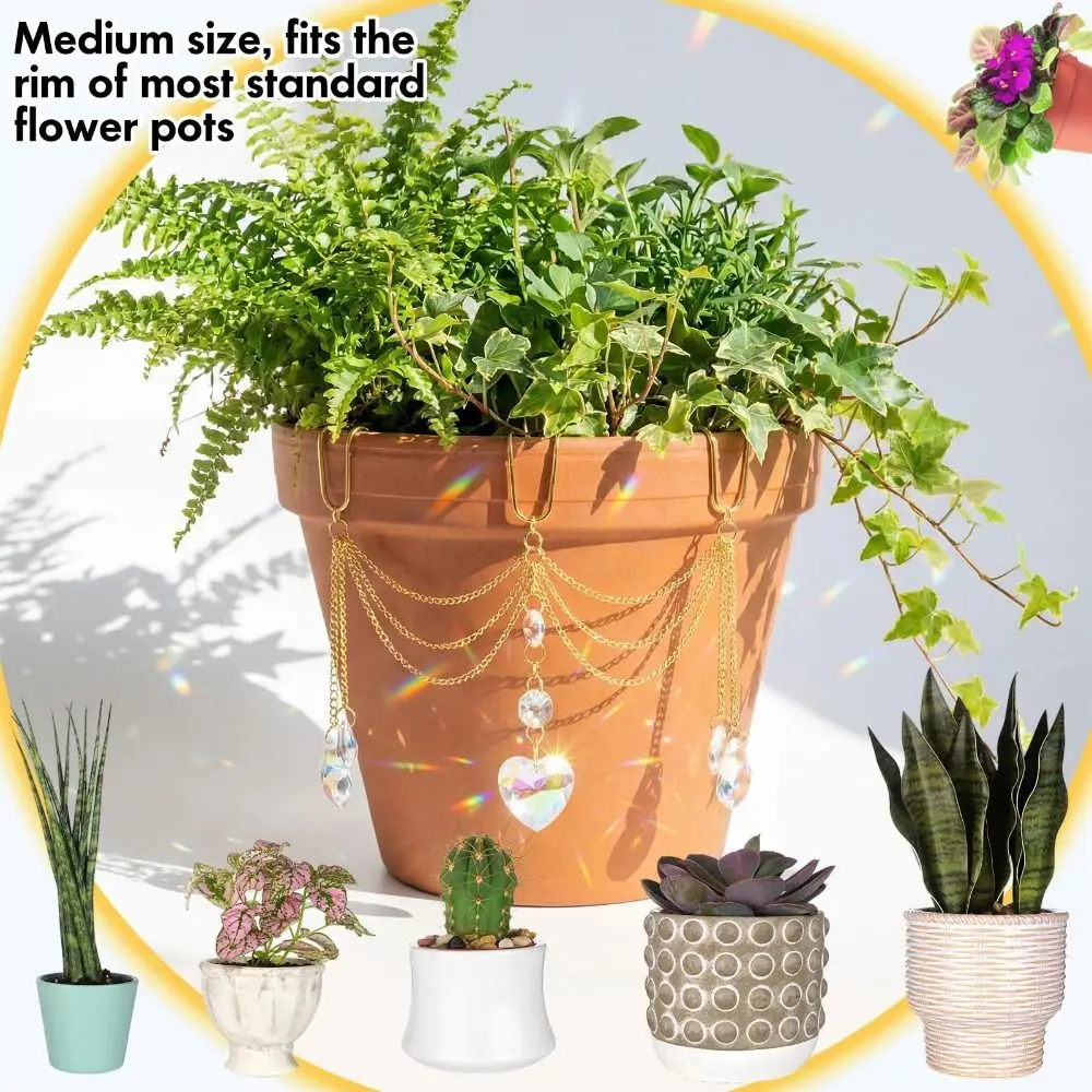 Handmade Crystal Suncatcher Pot Accessory Decorative Plant Pot Pendant Window Decor Plant Decoration Rainbow Maker