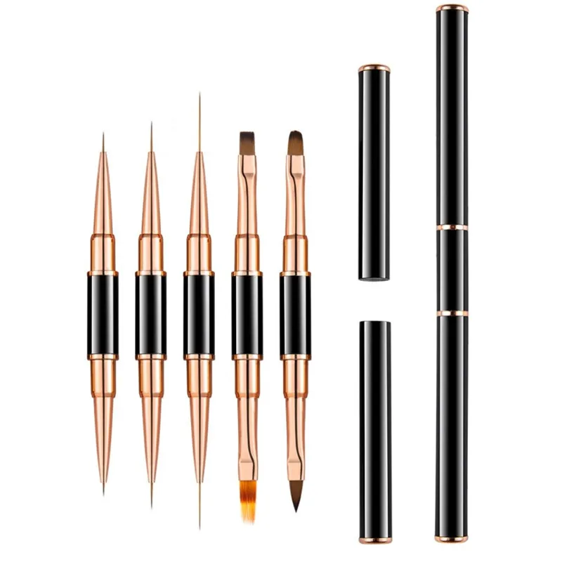 

1/5PCS Black Double Head Black Crystal Handle Nail Brush Liner Brush Painting Pen Gel Brush Crystal Nail Art Manicure