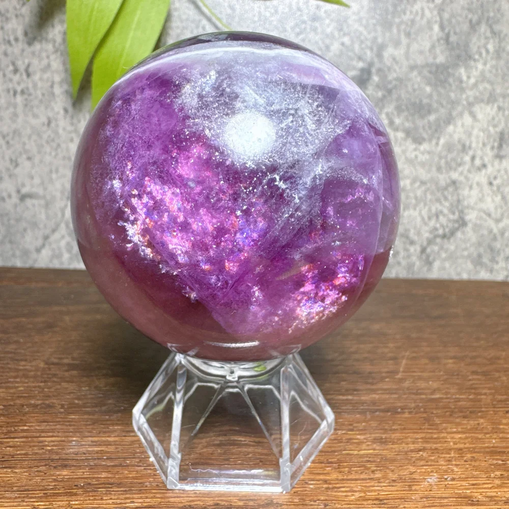 Natural Formed Purple Fluorite Ball, Quartz Crystal Purple Fluorite Sphere, Mineral, Reiki, Healing Ball Gift+Stand