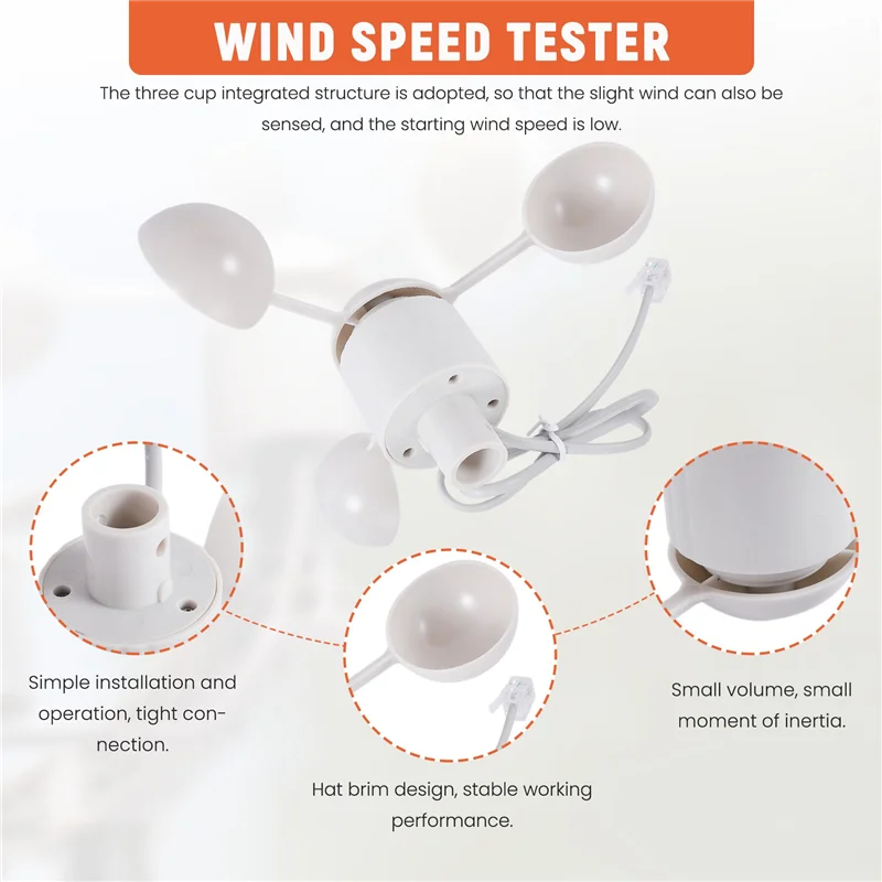 A16R-WH-SP-WS01 Anemometer Alat Ukur Kecepatan Angin Sensor Kecepatan Angin Instrumen Meteorologi untuk Misol Anemometer